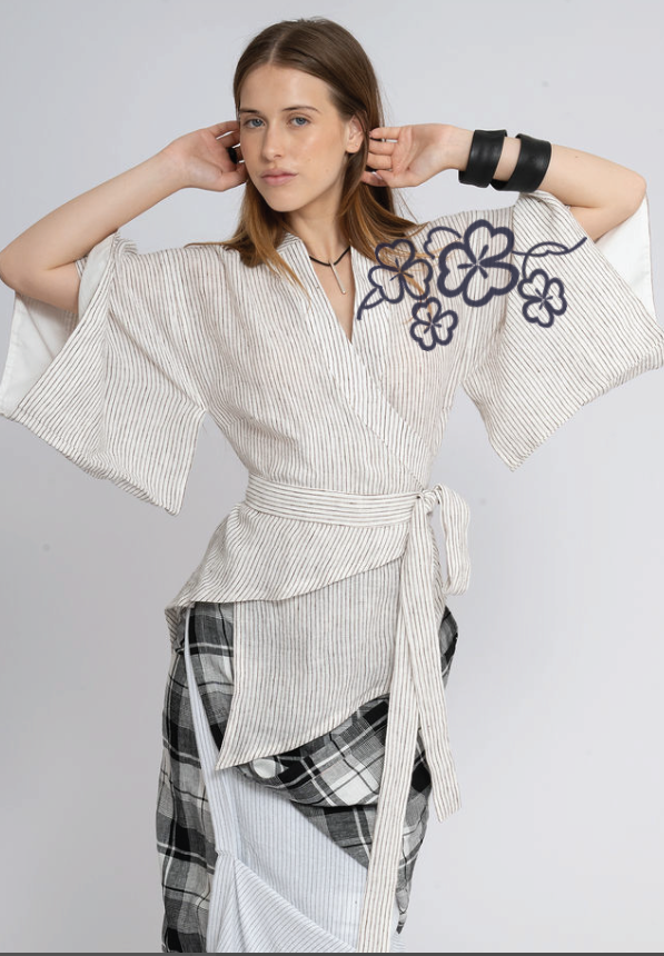 Linen Wrap Kimono shirt