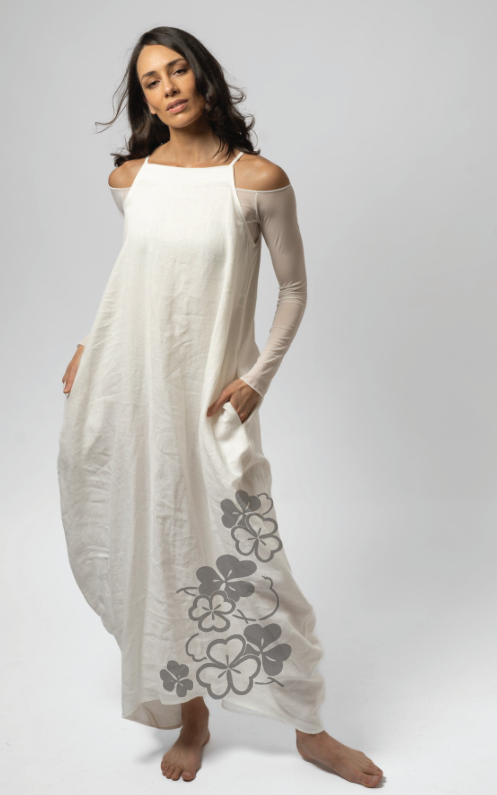 Linen Maxi Dress with square neck