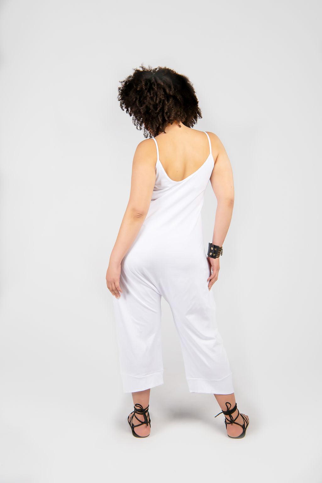 Basic Drop Crotch Jumpsuit With Wide Leg - Aroma Houz