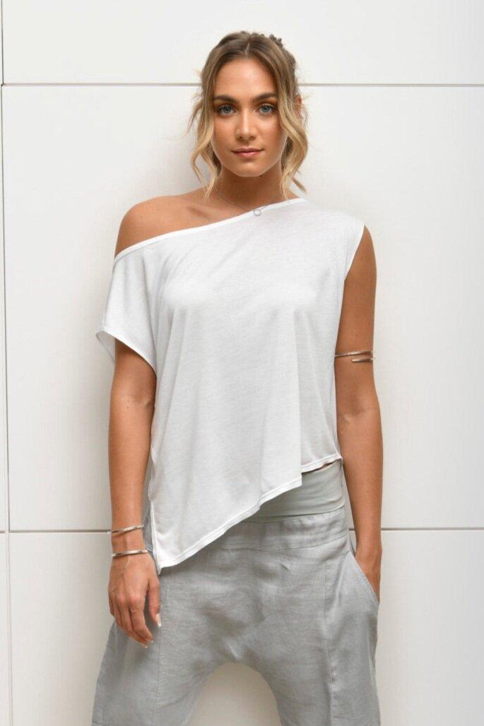 Bamboo Asymmetric Off Shoulder Top - Aroma Houz