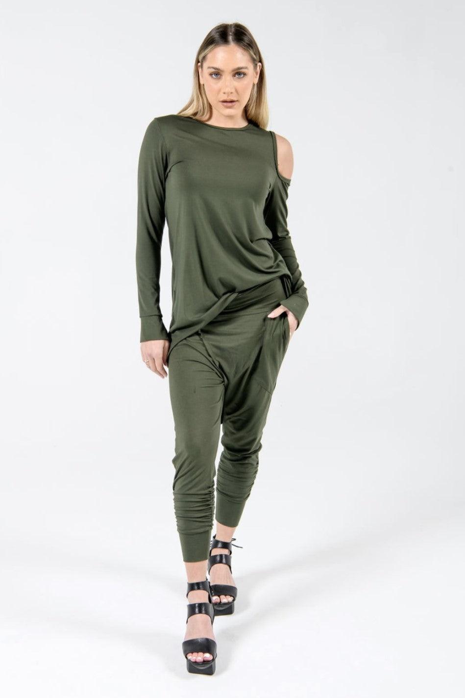 Asymmetric drop crotch pant - Aroma Houz