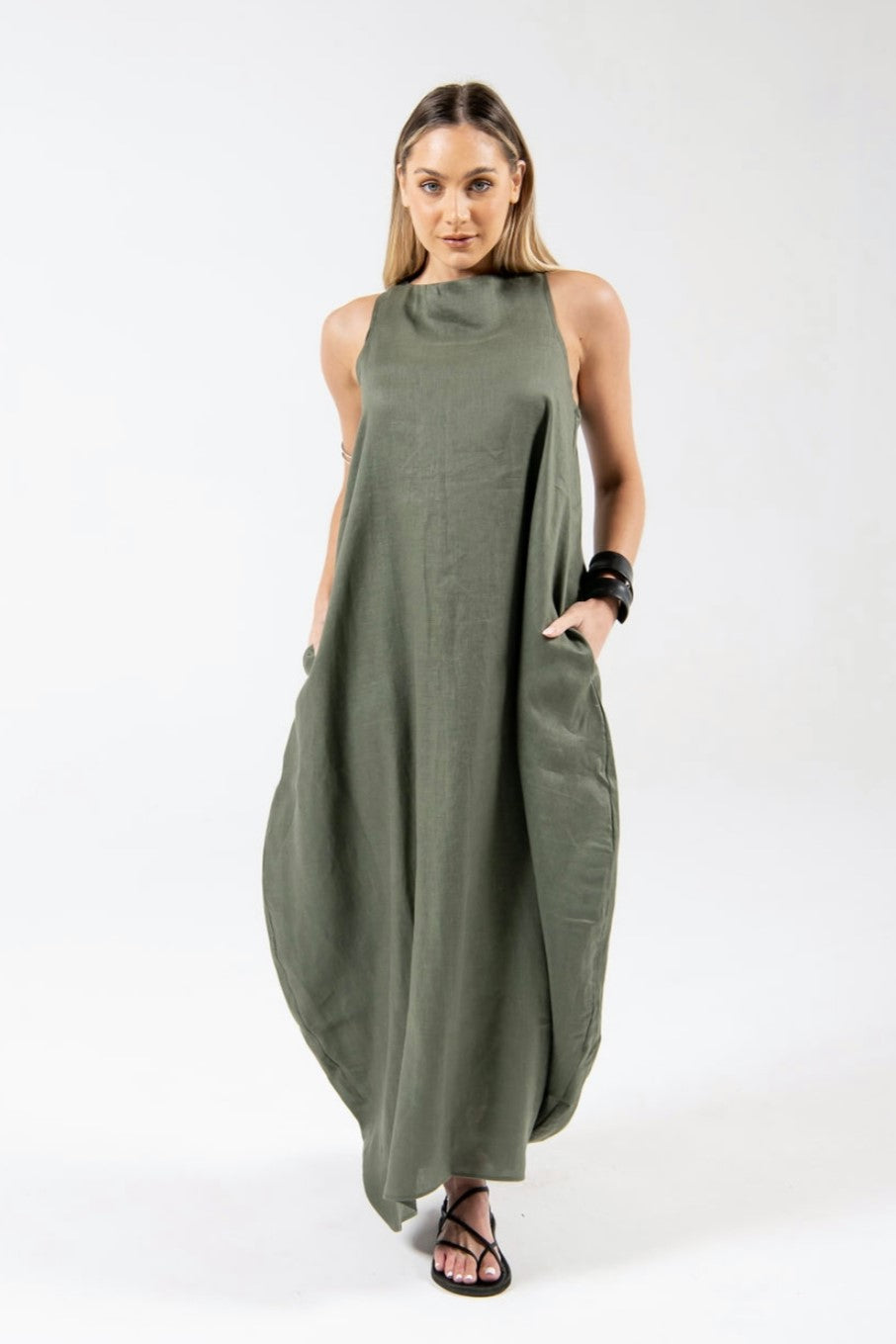 Linen Maxi Dress - Aroma Houz