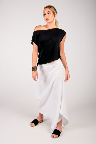 Linen Asymmetric Maxi Skirt - Aroma Houz