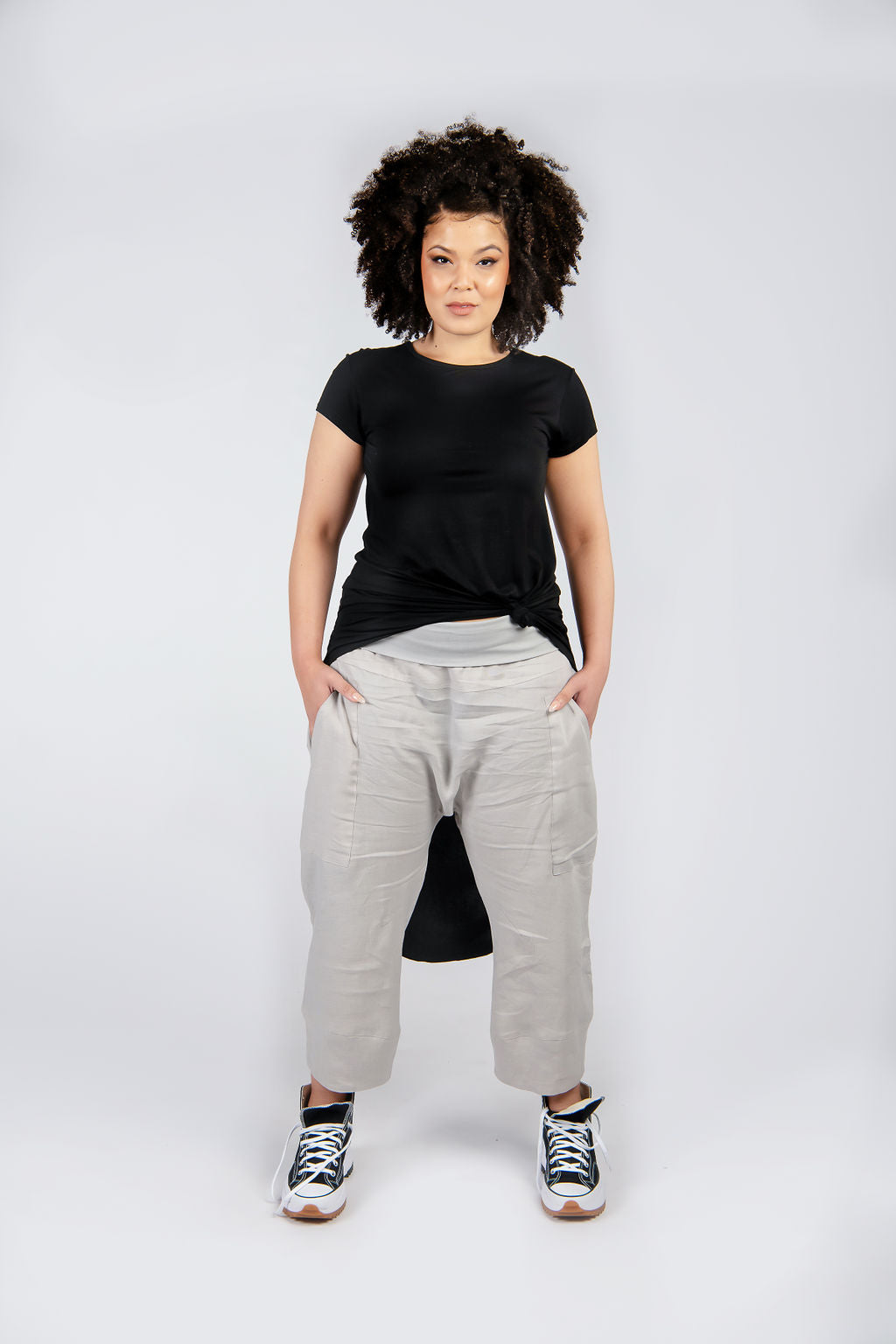 Linen Fold Over Waist Pant - Aroma Houz