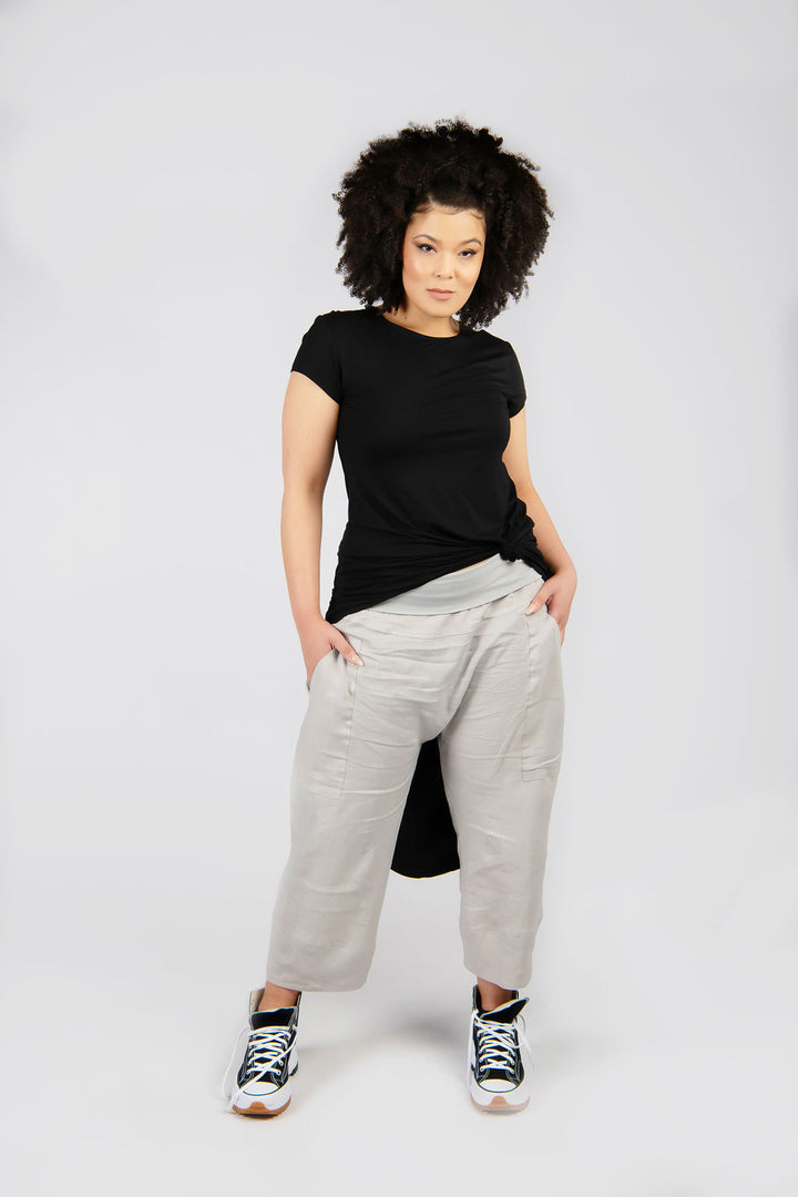 Linen Fold Over Waist Pant - Aroma Houz