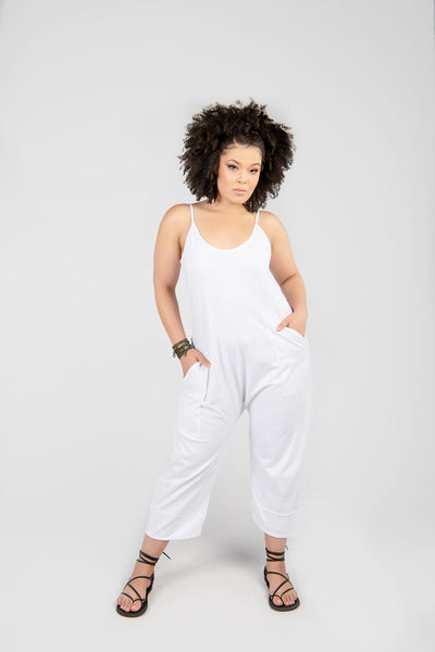Action Back Drop Crotch Jumpsuit With Wide Leg - Aroma Houz