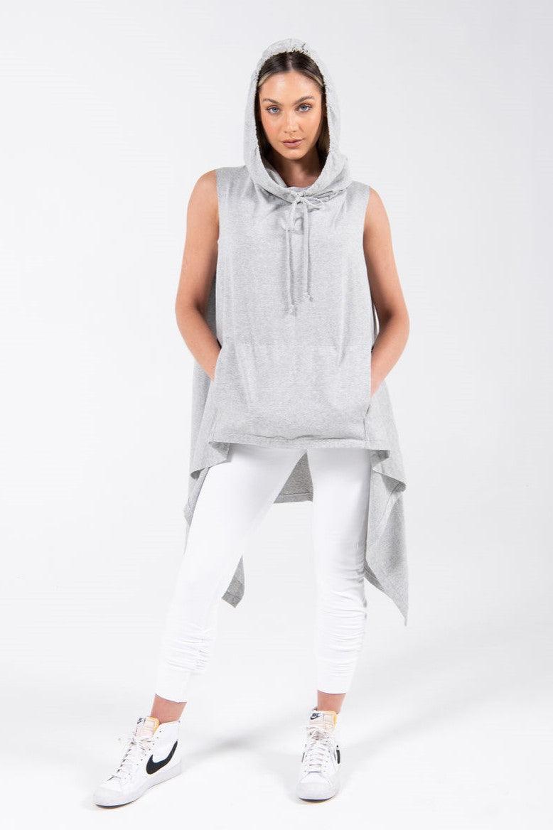 Cotton Jersey Sleeveless Hoodie - Aroma Houz