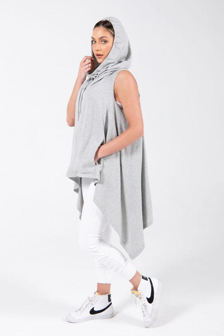 Cotton Jersey Sleeveless Hoodie - Aroma Houz